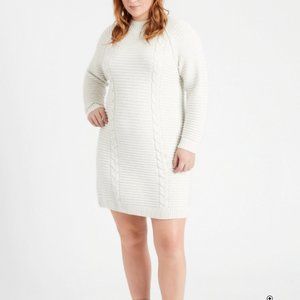 Banana Republic Women's Heather Gray Cable-Knit Sweater Dress, Size L Tall
